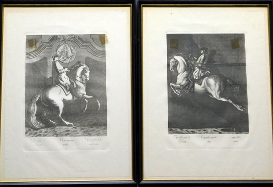 Grouping of Two Johann Elias Ridinger Horse with Rider Prints