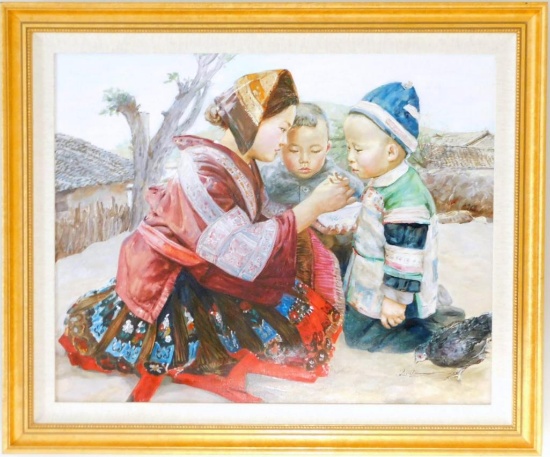Dexiang Qian Oil on Canvas, Chinese Artist, Framed, Signed