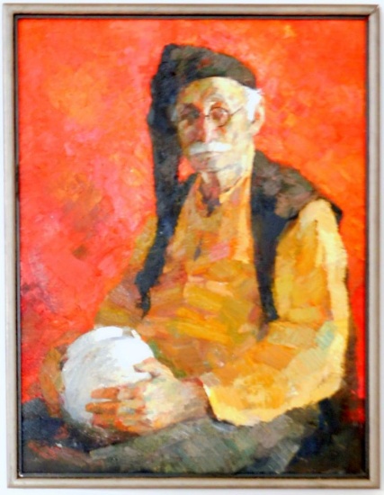 Elderly Man, Oil on Canvas, Framed, Signed