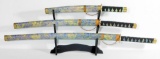 Set of Three (3) Display Samurai Swords and Sheaths with Display Stand