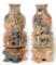 Pair of Chinese Soapstone Floral Vases