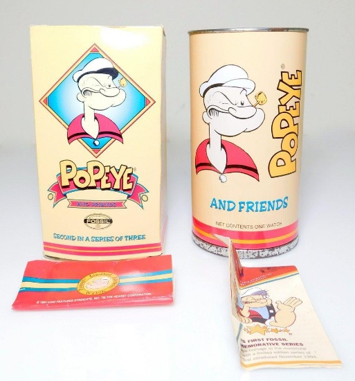 Fossil Watch "Popeye And Friends" Second in Series Bluto Figure in Original Box and Spinach Can