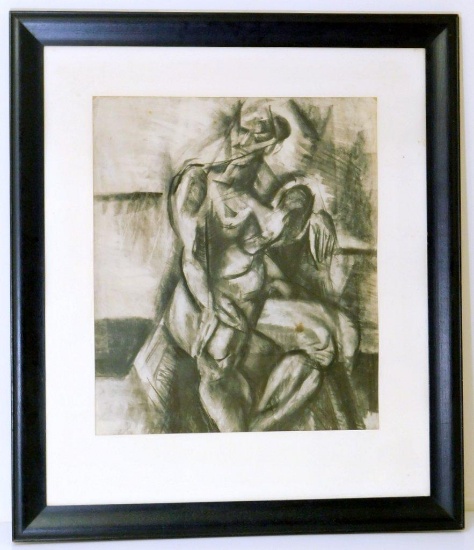 Charcoal Abstract, Framed Under Glass
