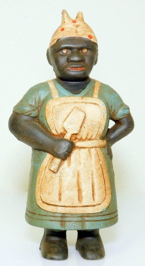 Antique MAMMY Cast Iron Still Coin Bank Black Americana