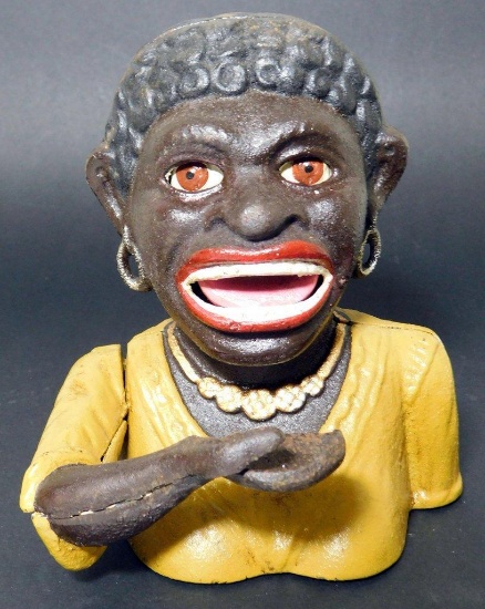 Cast Iron Black Americana Dinah Mechanical Coin Bank