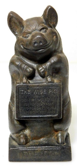 "The Wise Pig" Cast Iron Bank