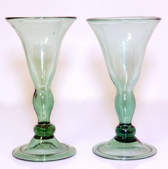 Pair of Green Stemware Glasses