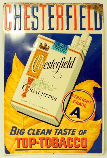 Original Chesterfield Cigarettes Metal Advertising Sign