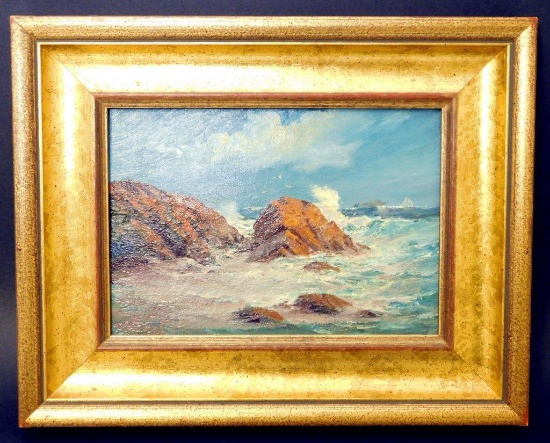 Listed Artist Milton J. Burns, Seascape, O/B