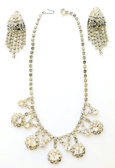 Demi-Parur Rhinestone Necklace and Earrings Set