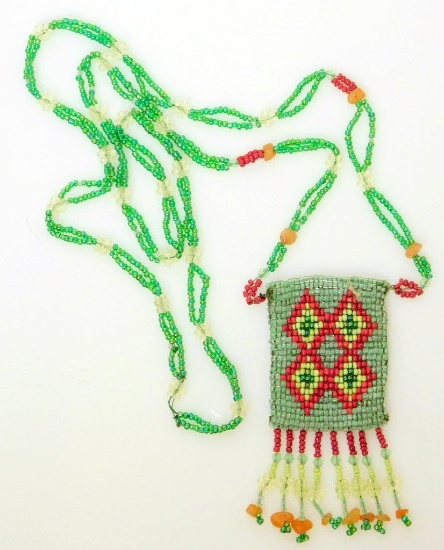 Native American Beaded Necklace and Amulet Bag
