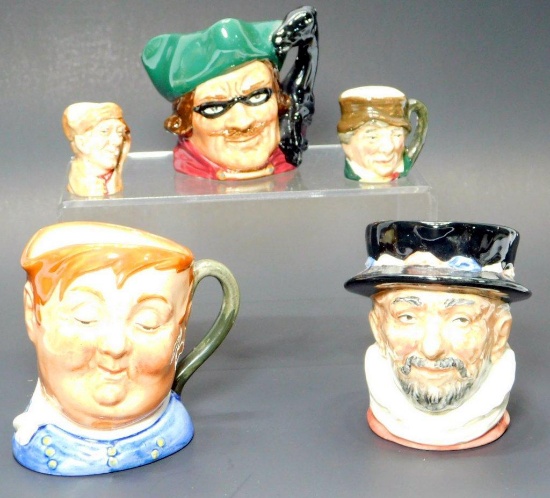 Lot of Five Royal Doulton Toby Character Mugs