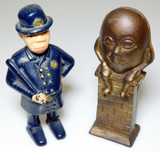 Cast Iron Policeman Bank and Cast Iron Humpty Dumpty