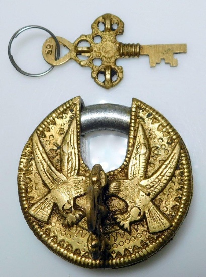 Antique Eagle Round Padlock with Keys
