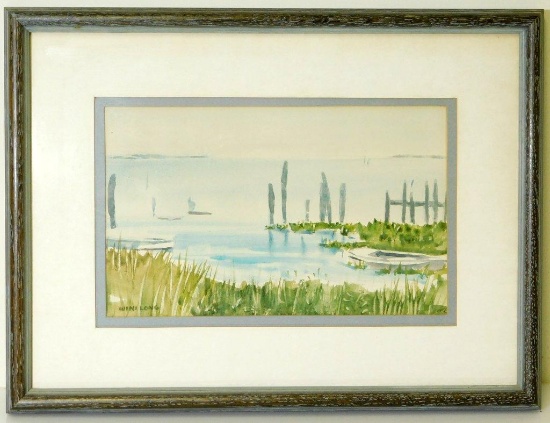Listed Artist Winifred Long Seascape Framed Watercolor