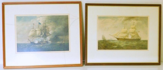 Two Framed Nautical Ship Prints