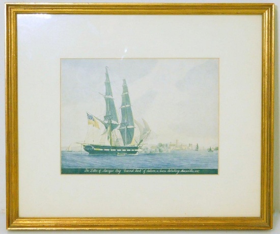Three Nautical Lithographs, Framed