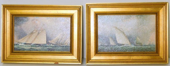 Two Original Oil Replicas, Nautical