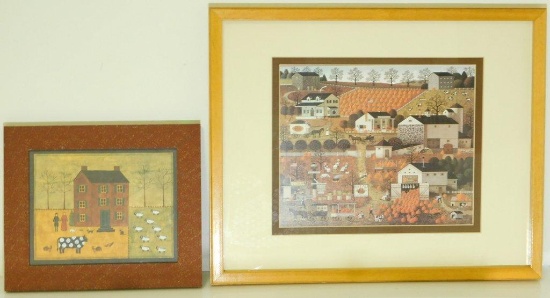 Two Country Life Farm Prints, Framed