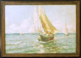 Listed Artist Carmine Ciardiello Framed and Signed Nautical Watercolor