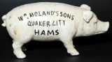 Wm. Moland's Sons Quaker CIty Hams Cast Iron Piggy Bank