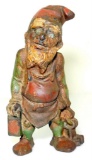 Antique Cast Iron Gnome/Elf Key Keeper with Lantern Bank