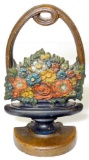 Bradley Hubbard Antique Cast Iron Flower Basket Door Stop