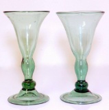 Pair of Green Stemware Glasses