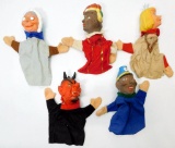 Grouping of Five Kasperlepuppen Vinyl Rubber Head Hand Puppets