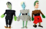 Grouping of Three Wood and Felt Halloween Monster Marionettes