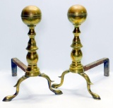 Pair of Brass Fireplace Andirons