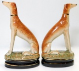 Pair of Greyhounds Porcelain Bookend Statues