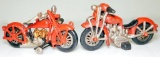 Two Vintage Cast Iron Motorcycle Toys