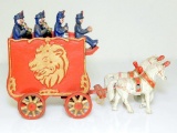 Cast Iron Circus Band Horses and Wagon