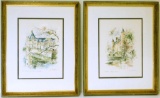 Two French Cityscape Scene Prints, Framed