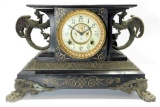 Ansonia Belgium Mantle Clock w/ Gargoyle Mounts & Claw Feet