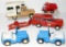 Five Piece Grouping of Vintage Metal Toy Trucks, Trailers, and Jeeps from Tonka and Buddy L