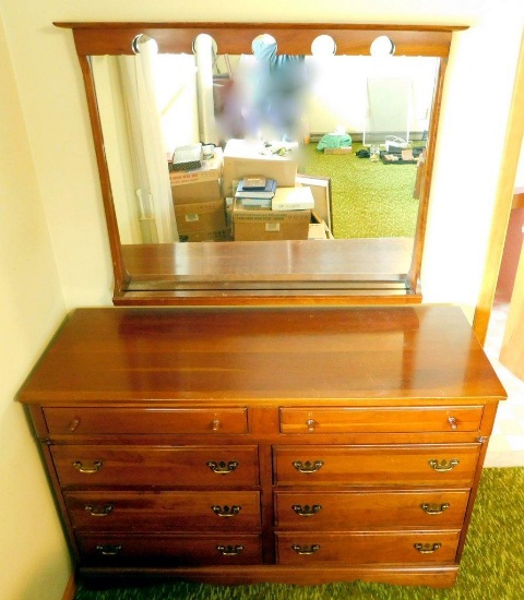 Solid Cherry Dresser, Mirror, and Chest of Drawers by Monitor Furniture Co.