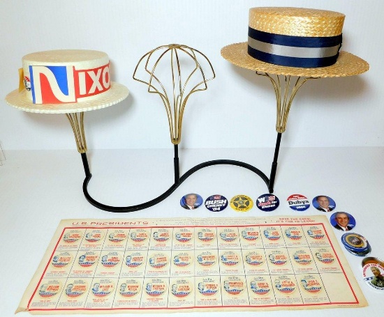 Presidential Memorabilia and Vintage Three Wig Stand