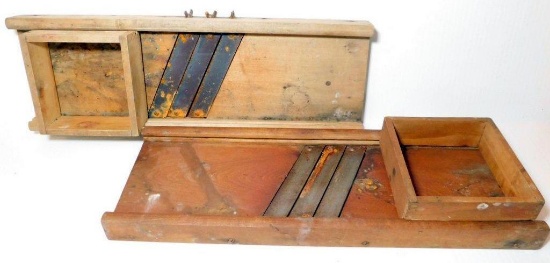 Two (2) Vintage Wooden Mandolin Slicers, Complete