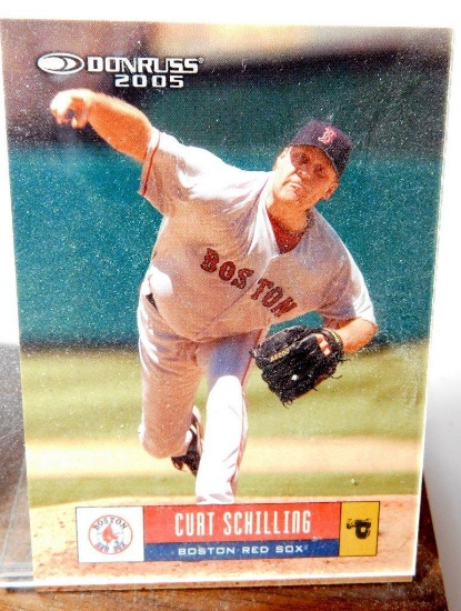 Curt Schilling World Series 2004 World Series Autographed Ball and 2005 Donruss Card