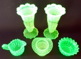 Five (5) Decorative Pieces of Uranium Glass