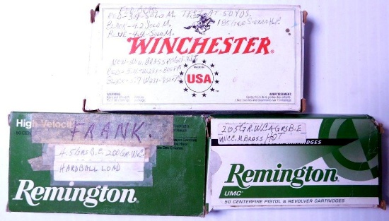 Three Boxes of Various Handgun Caliber Ammo **NO SHIPPING. ALL LOTS ARE PICKUP ONLY.**