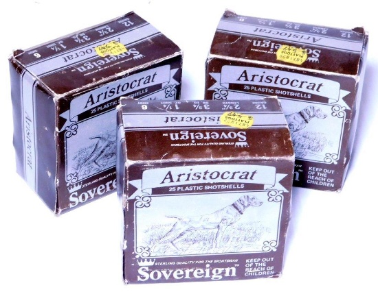 Three Full Boxes of Sovereign Aristocrat 12 Gauge Shotgun Shells