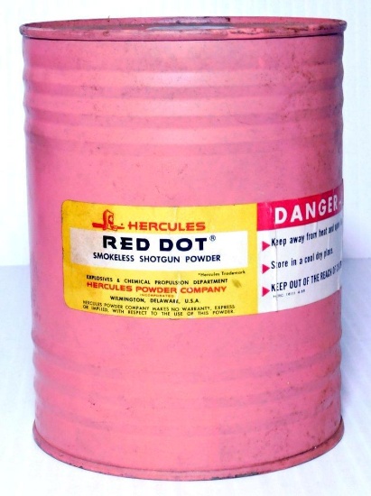 Light Red Hercules Red Dot 3 lb, Tin Smokeless Shotgun Powder