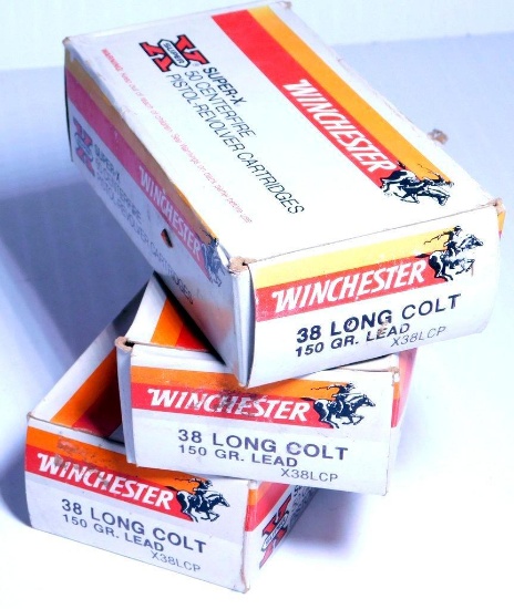 Three Full Boxes of Winchester 38 Long Colt Ammo
