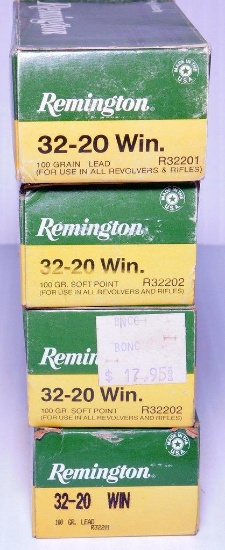 Remington 32-20 Win. Ammo, Four Boxes
