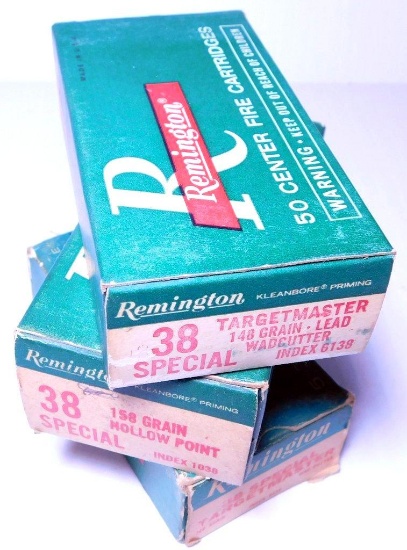 Three Boxes of Full Vintage .38 Special Ammo