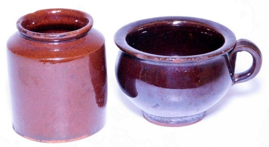 Two Pieces of Antique Redware