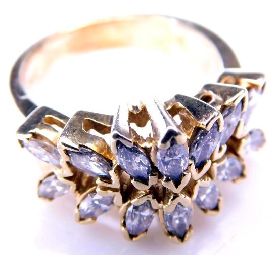 14K Gold Brilliant Marquis Diamond Women's Ring